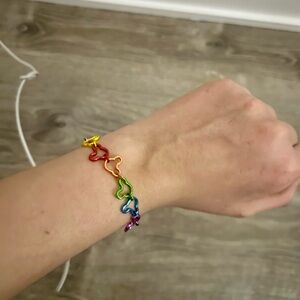 Disney Multicolor Heart Link Bracelet - Rainbow Metal Hearts